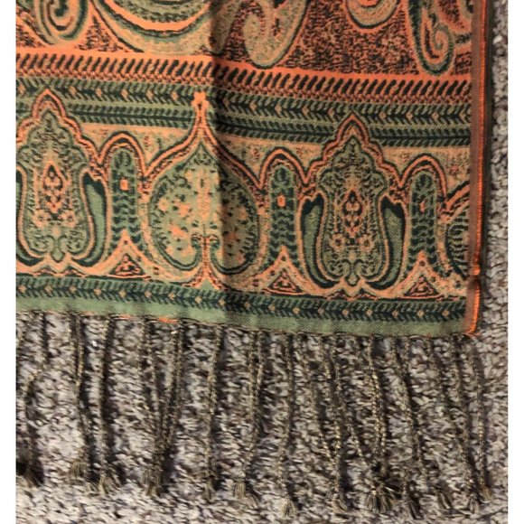 Talbots Scarf Used Large Oranges Greens *No Material Tag - Picture 15 of 16